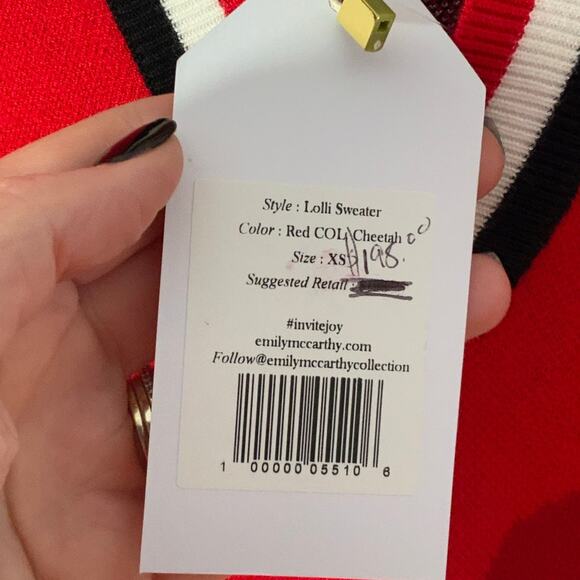 Emily MCCarthy Lolli Sweater - Red Collegiate Cheetah NWT size xs - Picture 4 of 7